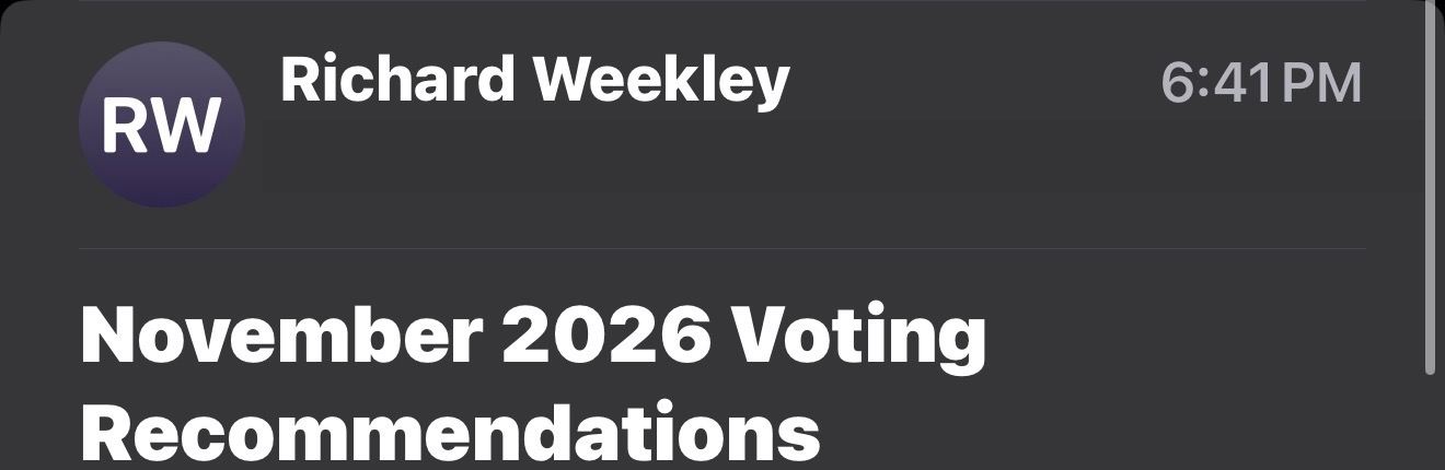 Weekley's email, sent 6:41 PM, Oct 12, 2026