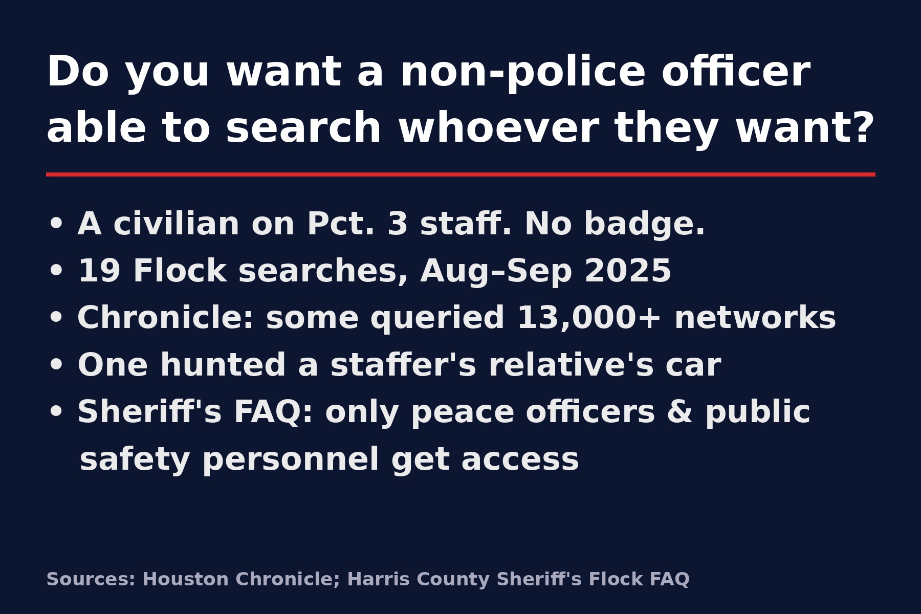 Do you want a non-police officer able to search whoever they want? Key facts from the Chronicle story.